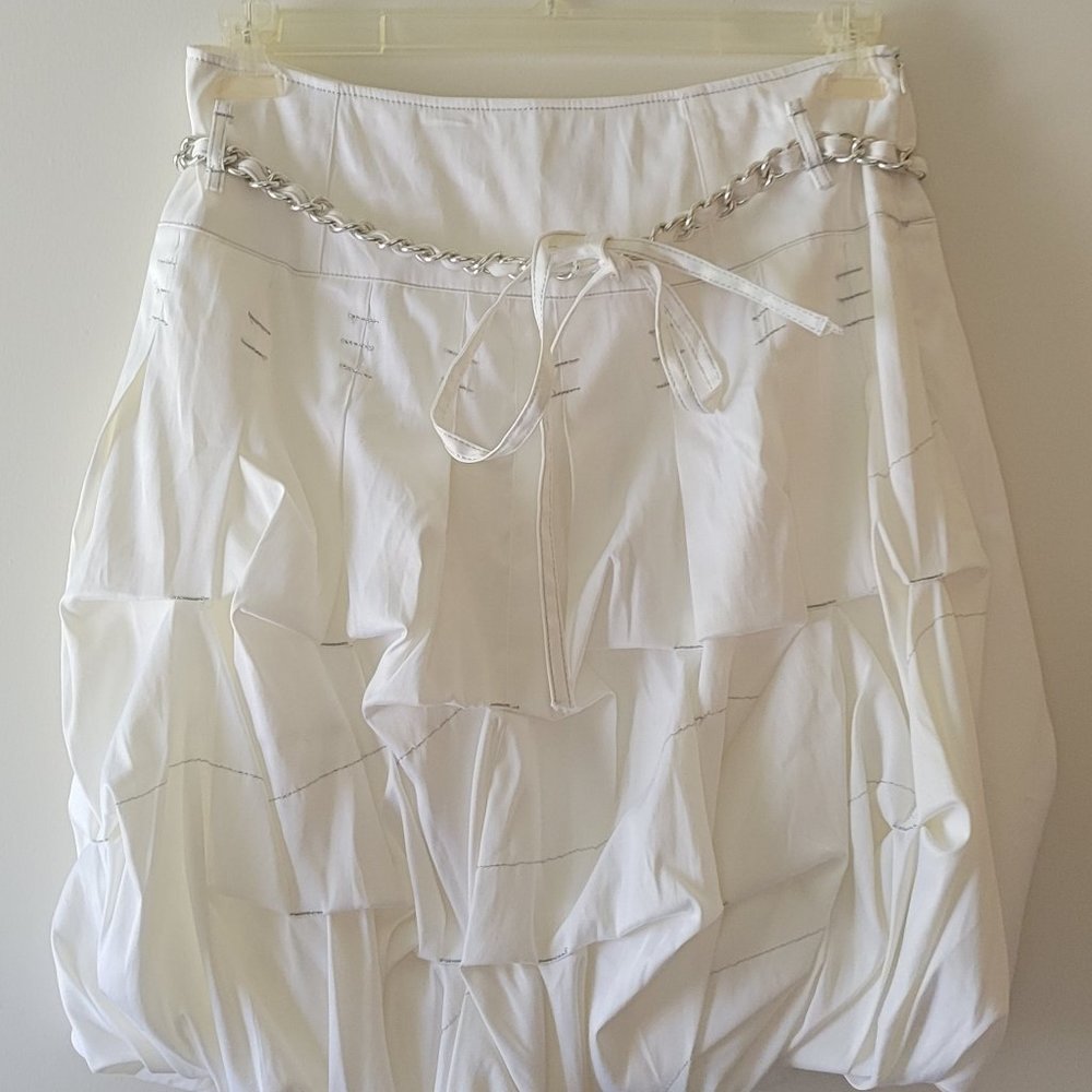 Women's White Skirt with Belt, Alberto Makali, Size 10